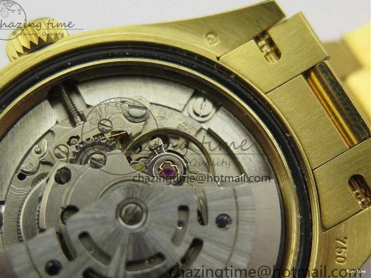 MiroTime 0408 Versatile Daydate 278288 31mm YG EWF Best Edition Green Malachite Dial Crystal Markers on YG President Bracelet ETA 2606